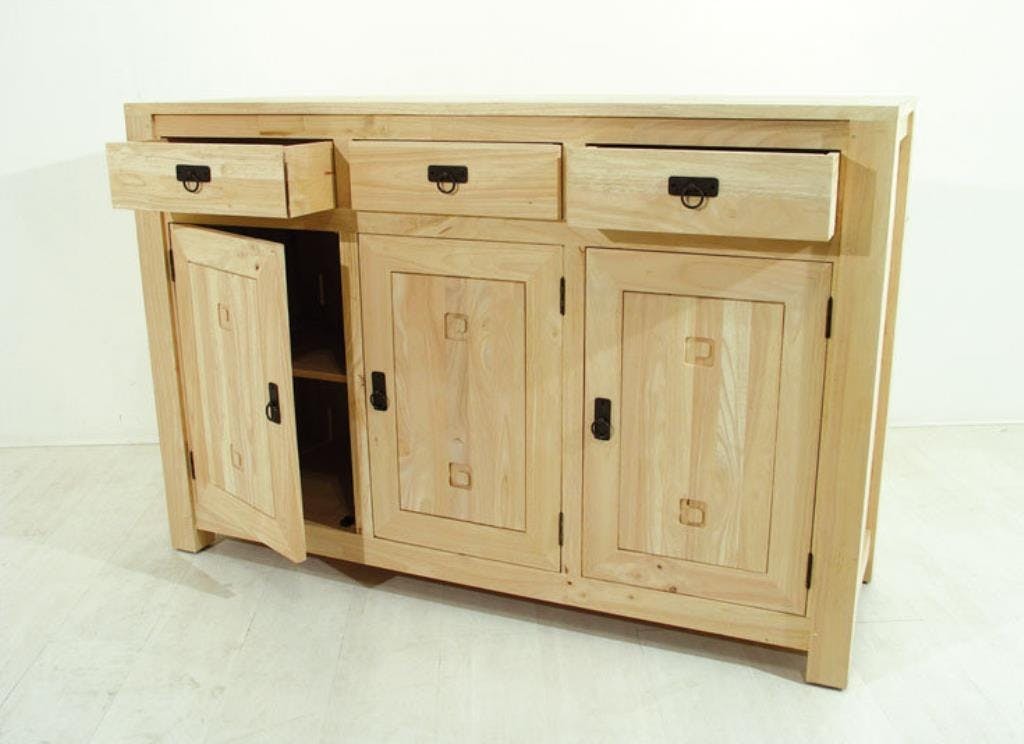 Buffet 3 portes hévéa 150x50x100cm TESSA