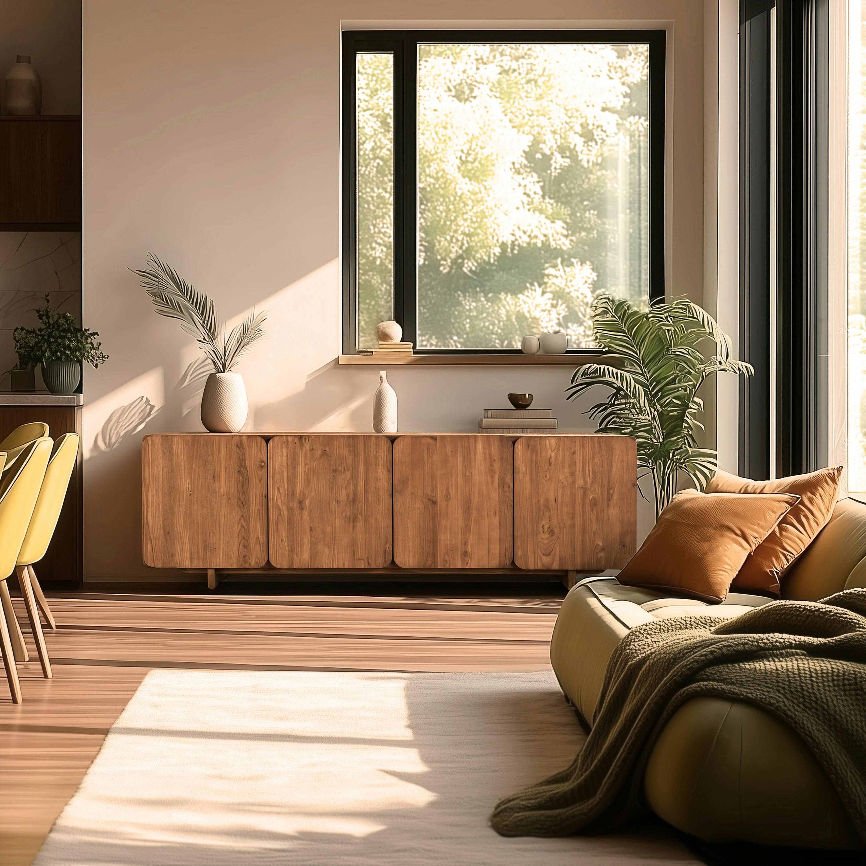Buffet 4 portes 200x65cm en bois de teck recyclé SWING