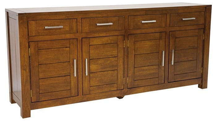 Buffet 4 portes hévéa massif moderne 200cm ATTAN