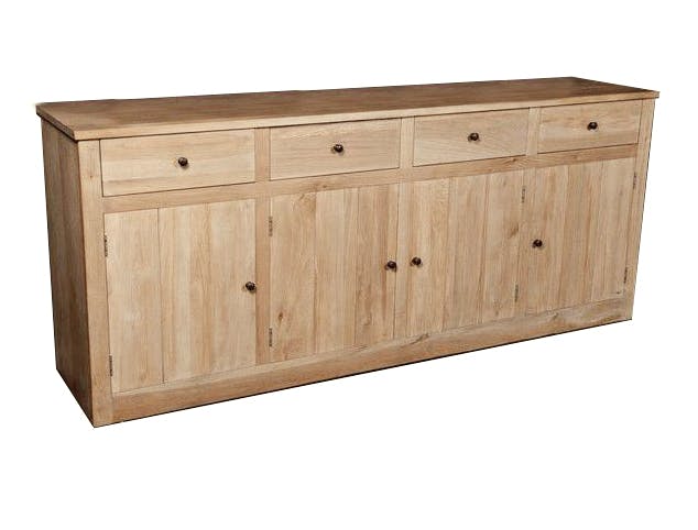 Buffet 4 tiroir Chêne massif 220x50x92 ALINE