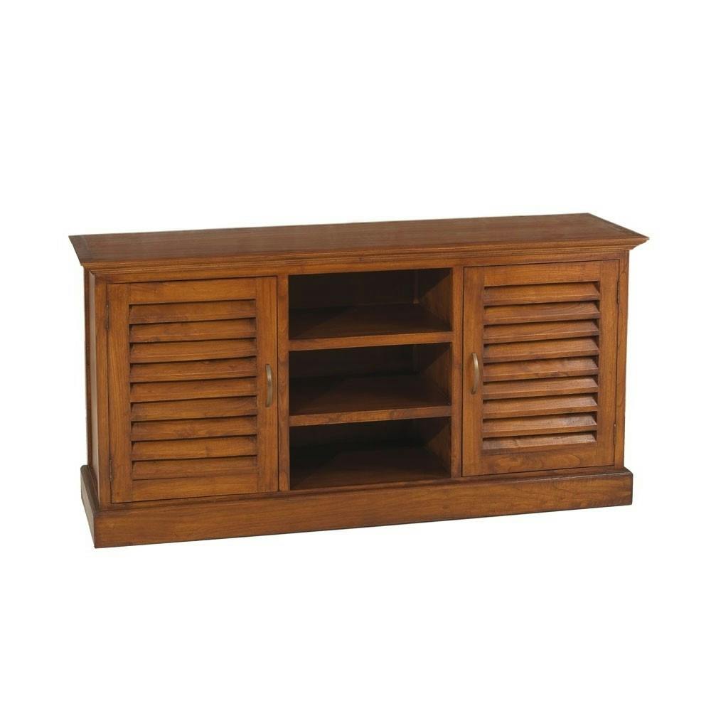 Buffet acajou portes persiennes bois 160cm LOLA