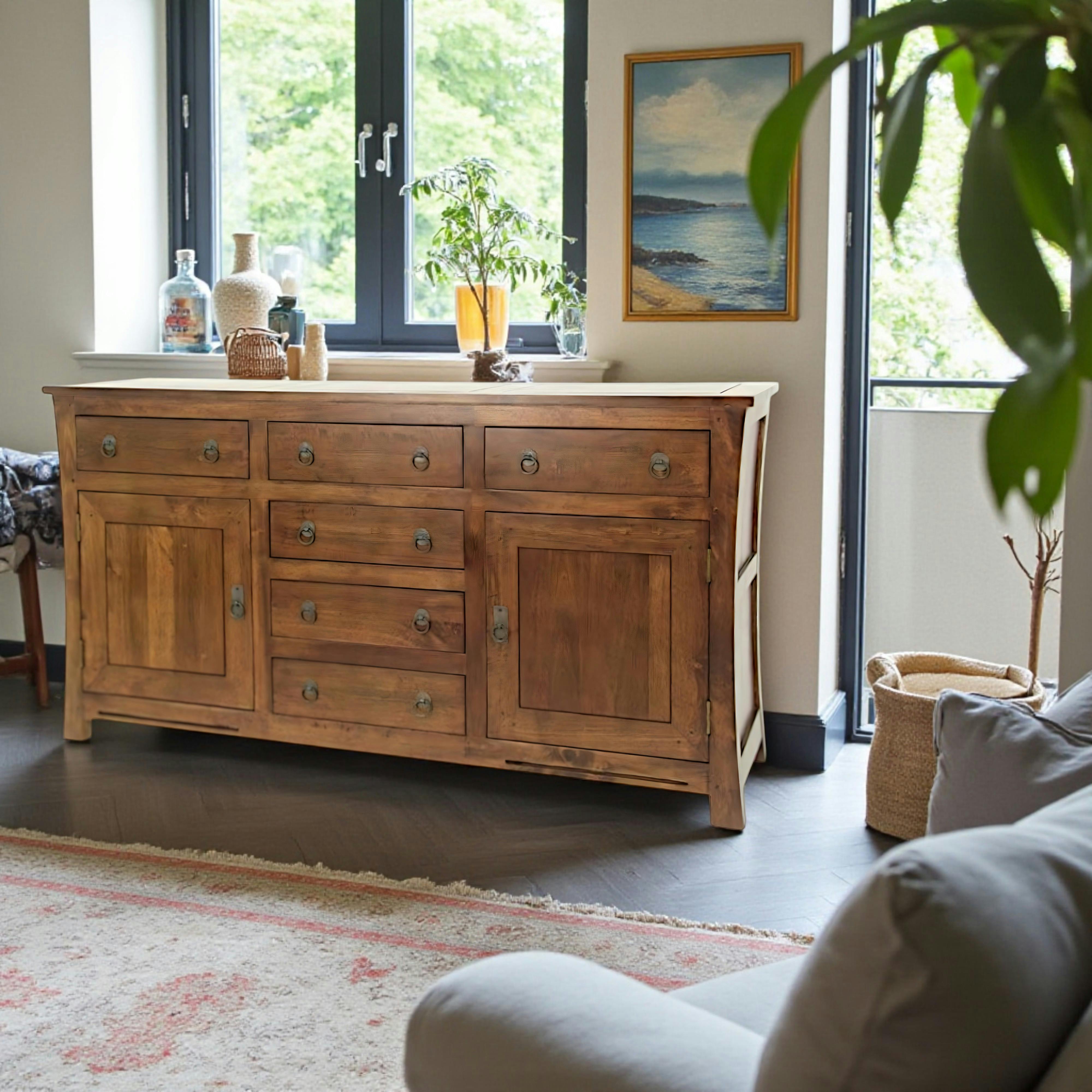 Buffet asiatique hévéa 2 portes 160cm MAORI