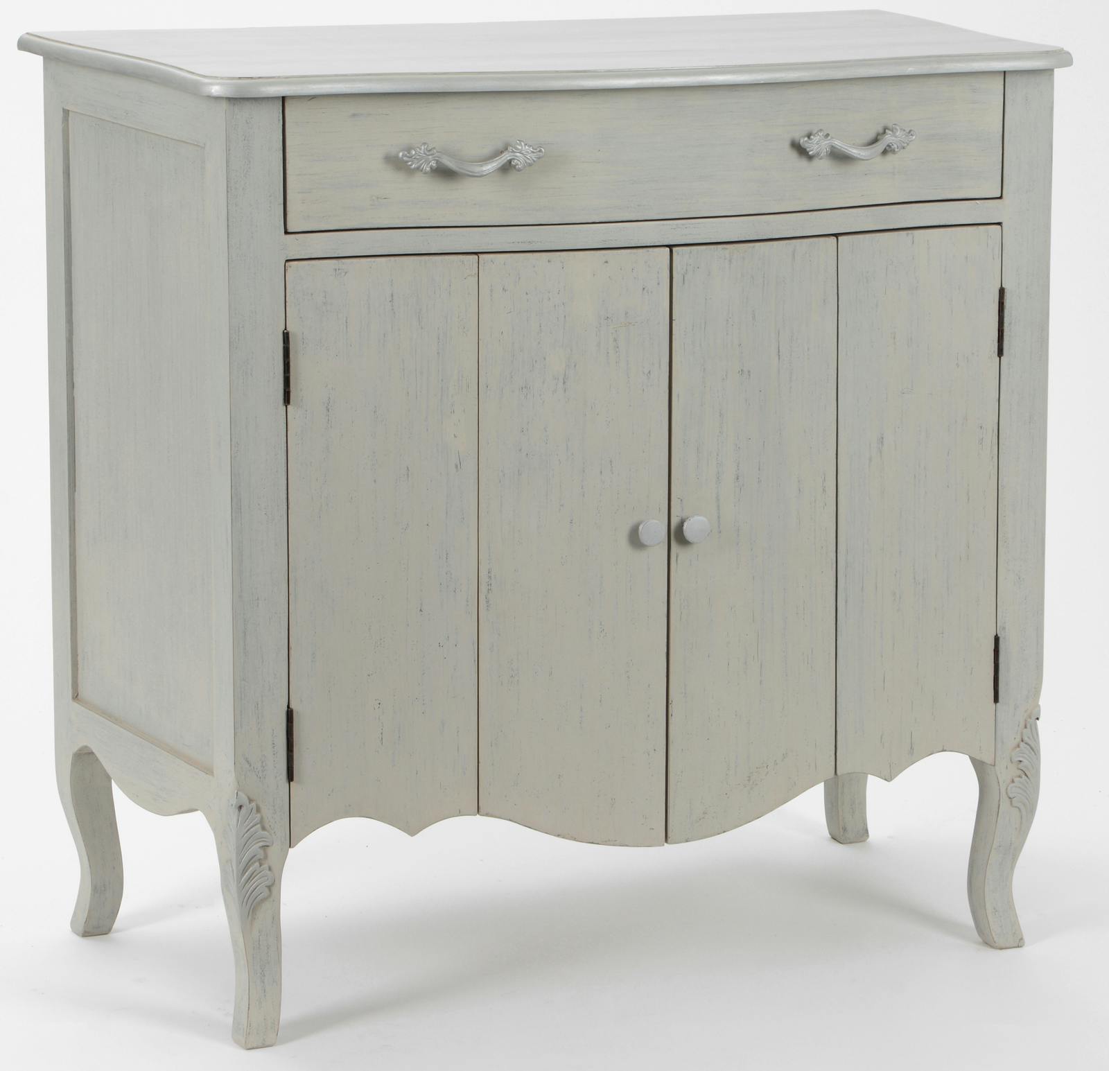 Buffet Baroque 2 portes, 1 tiroir LAURENCE L 90 X P 45 X H 85 Gris clair Antique AMADEUS