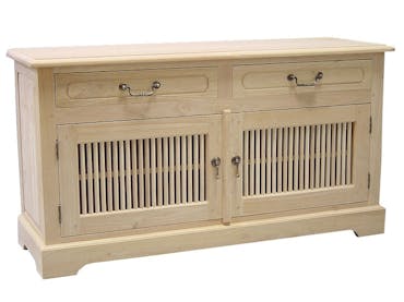  Buffet bas 2 portes 2 tiroirs hévéa 120x40x65cm MAORI
