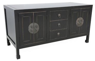  Buffet bas 4 portes hévéa 130x55x65cm MAORI
