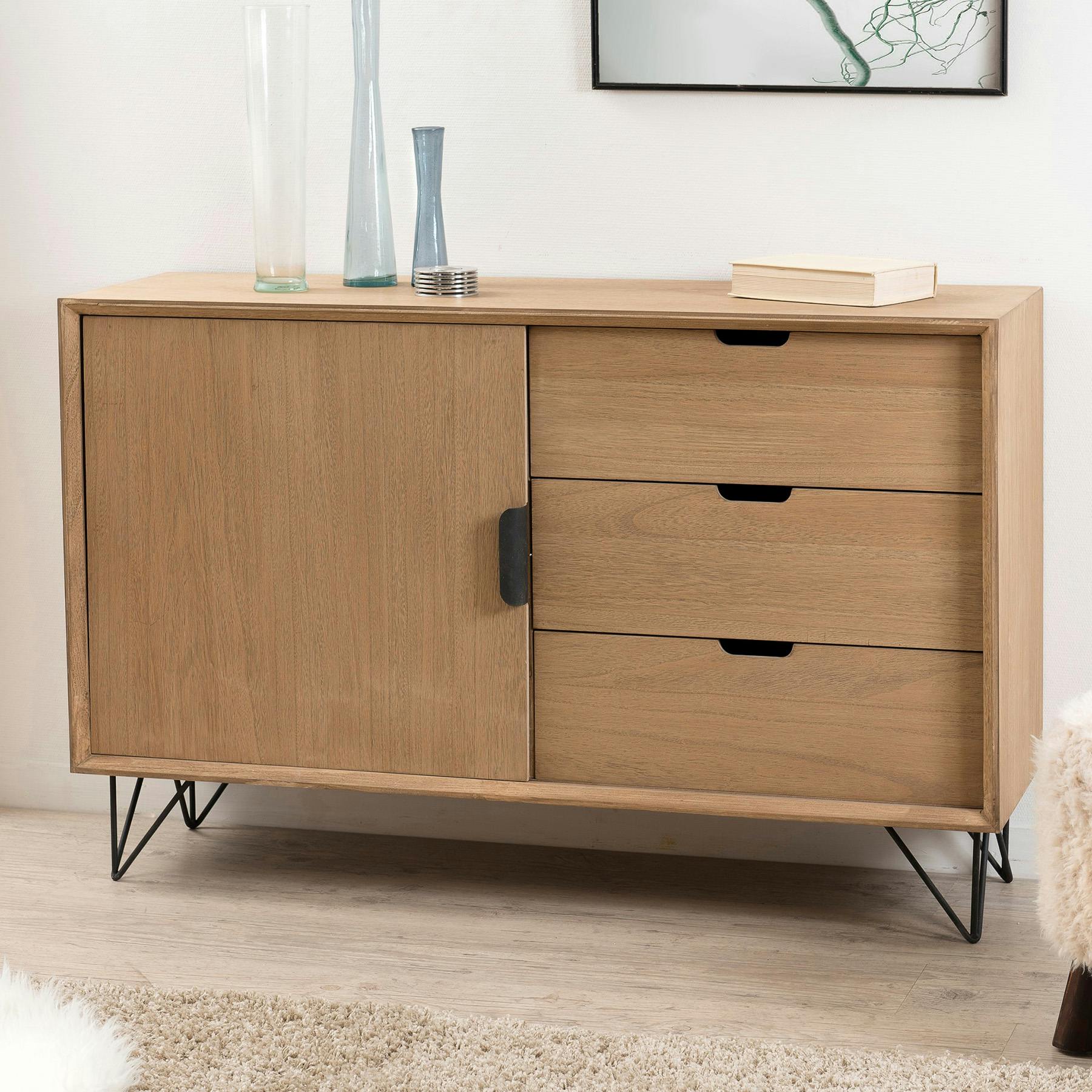 Buffet bas bois pieds épingle style rétro