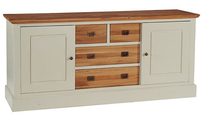 Buffet bas crème Bord de mer 190cm Chêne huilé BRIEUC