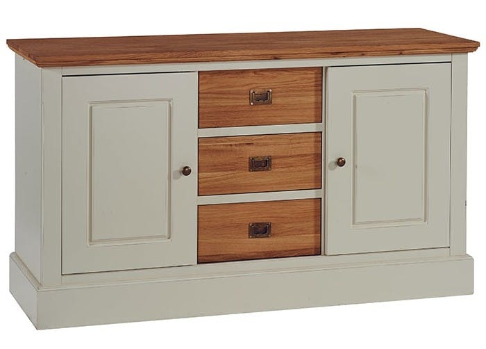Buffet bas crème Bord de mer portes coulissantes 150cm Chêne BRIEUC