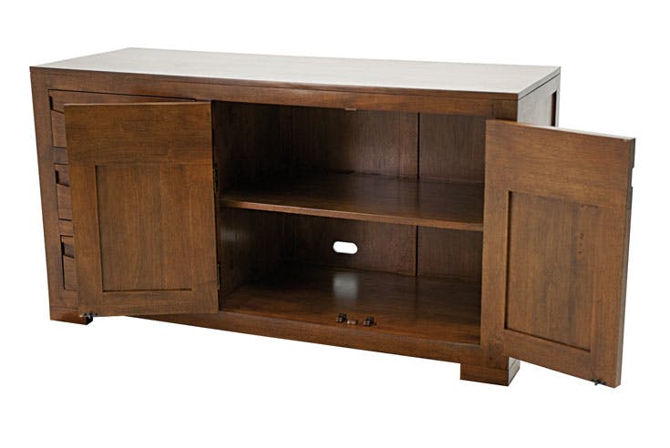 Buffet bas Hévéa 2 portes, 3 tiroirs 120x45x65cm NIAGARA