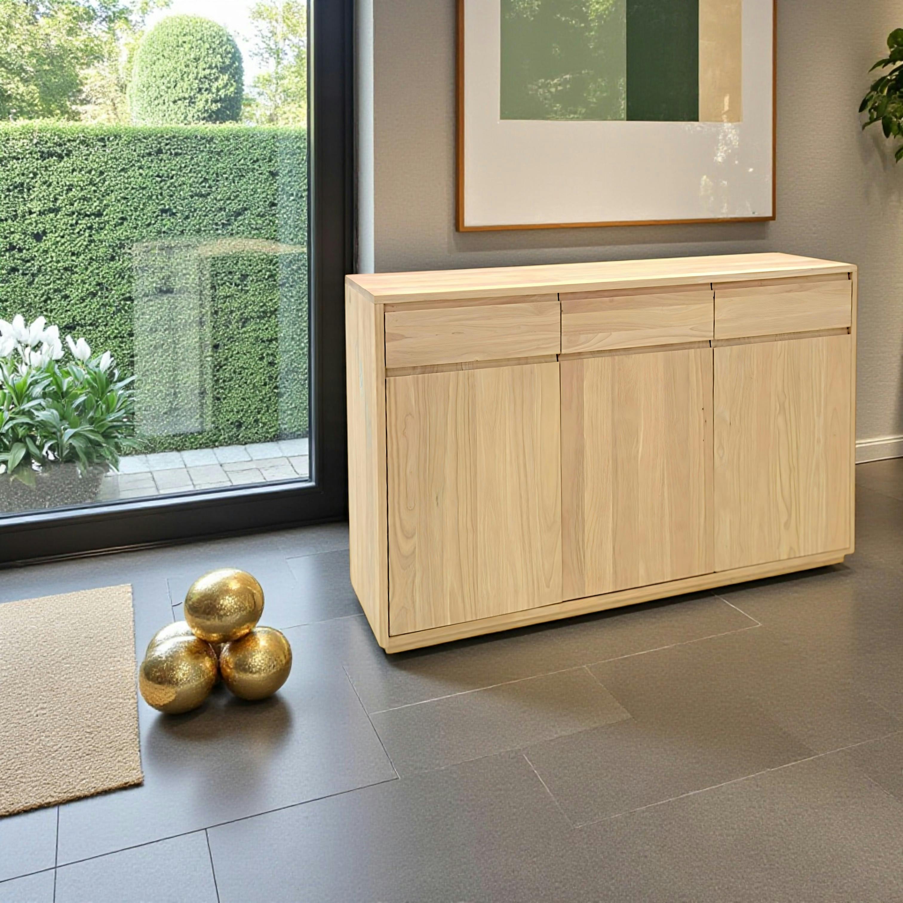 Buffet bas Hévéa 3 portes, 3 tiroirs 130x40x88cm BALTIC