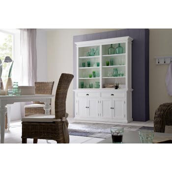 Buffet bibliothèque bois blanc 2 tiroirs 4 portes acajou 160x220cm ROYAN