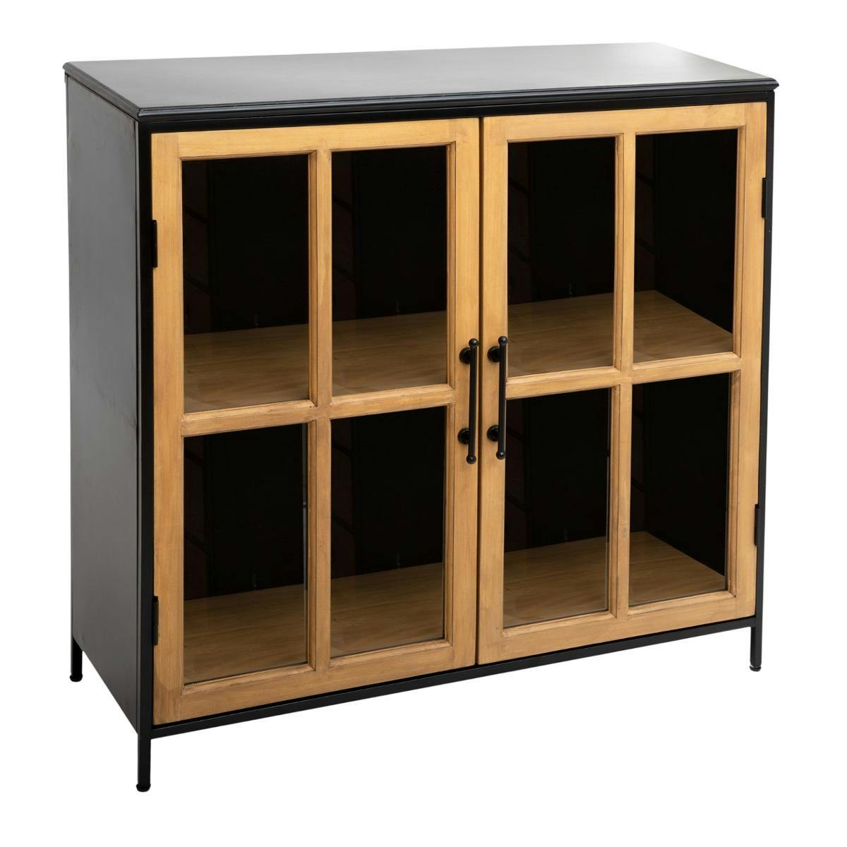 Buffet bois et métal portes vitrées