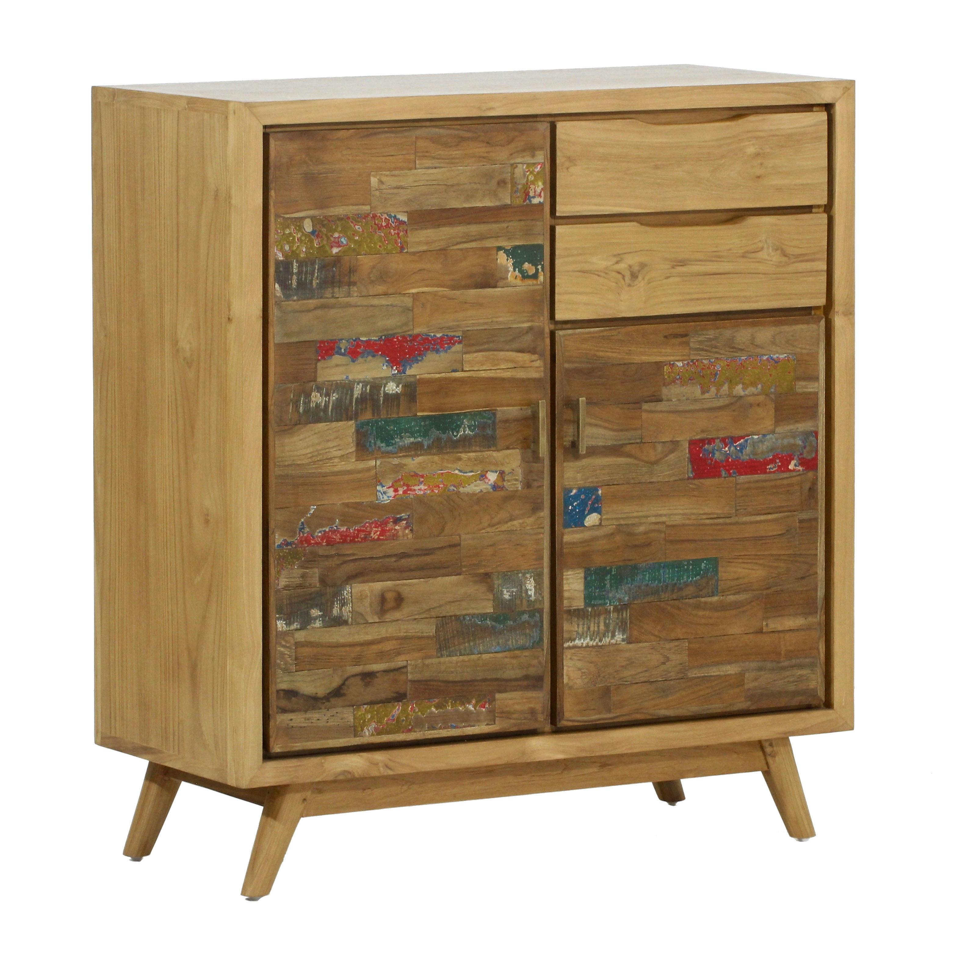Buffet bois exotique teck recyclé coloré LOMBOK