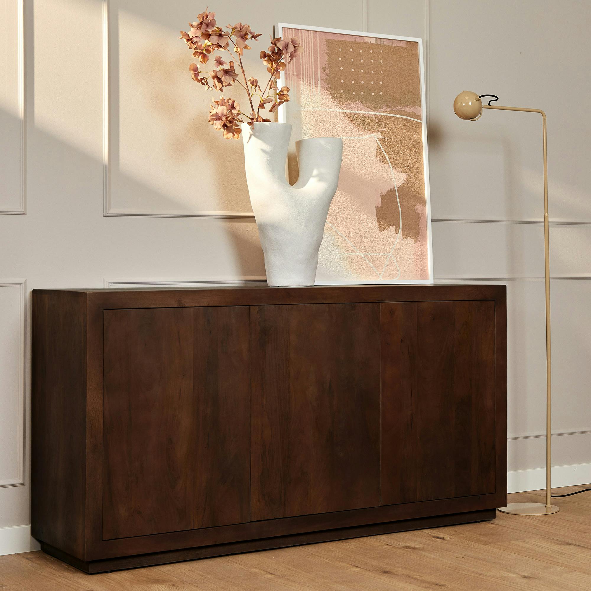 Buffet bois foncé 3 portes style minimaliste MONTARO