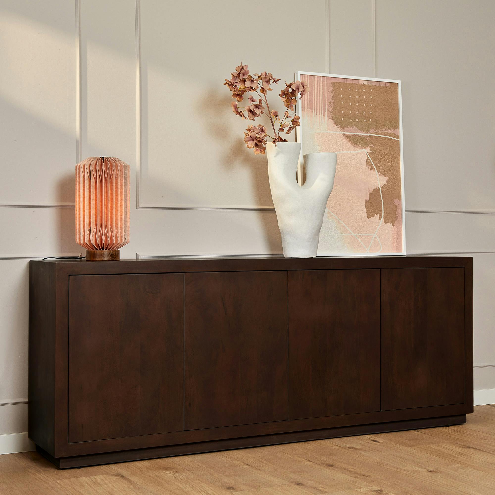 Buffet bois foncé 4 portes style minimaliste MONTARO