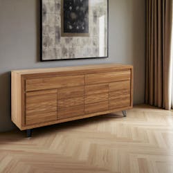 Buffet bois massif 4 portes - frise décorative ROSETO