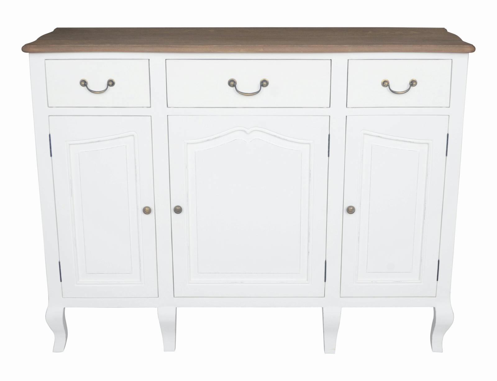 Buffet en bois blanc trois portes de style romantique