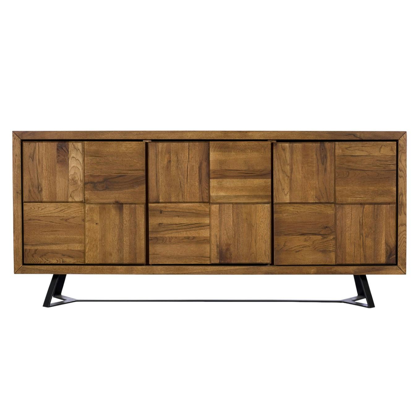 Buffet bois motif damier 3 portes 176 cm OKA
