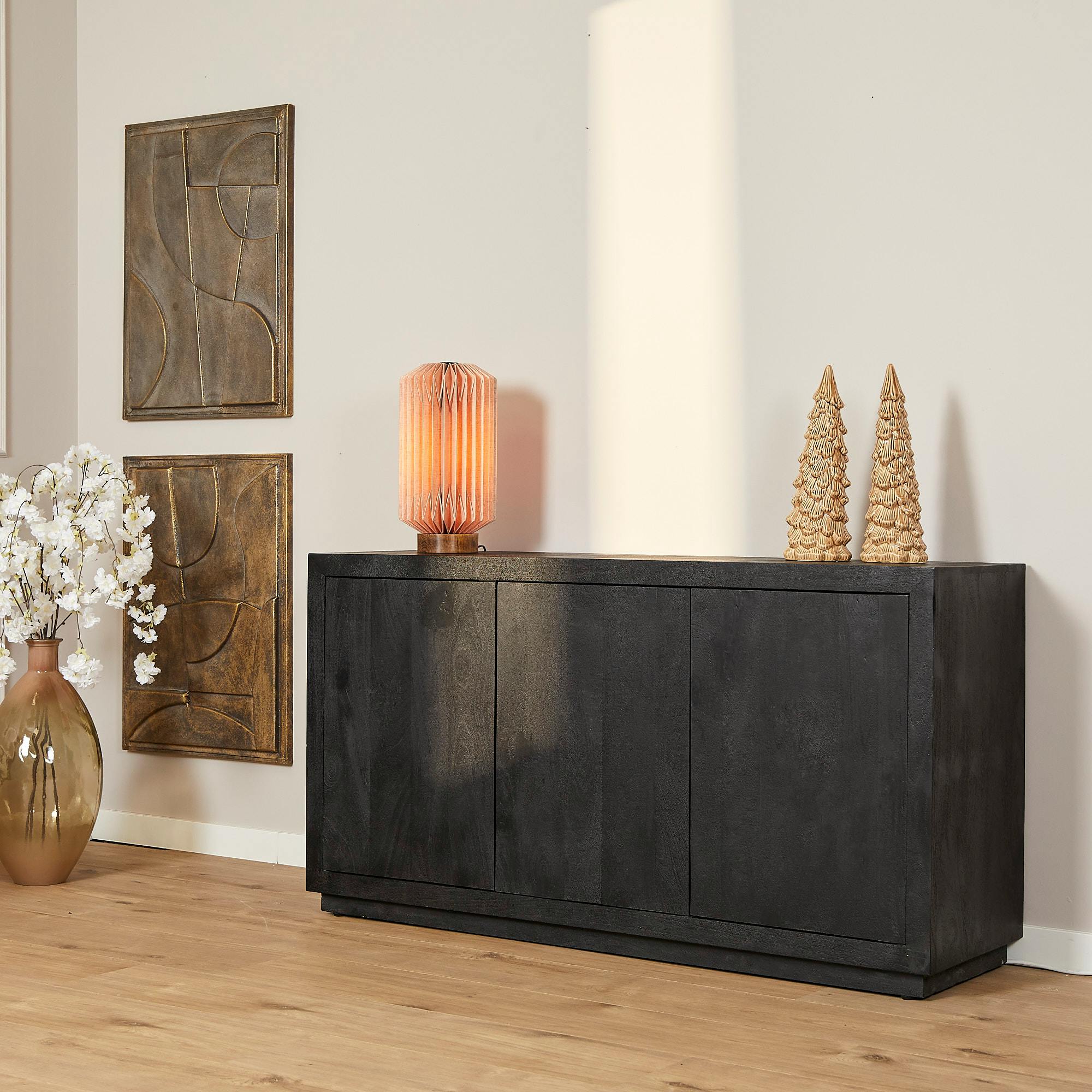 Buffet bois noir 3 portes style minimaliste MONTARO