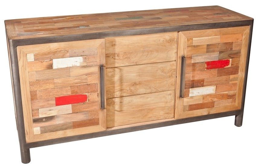 Buffet bahut en bois recycle et metal de style industriel