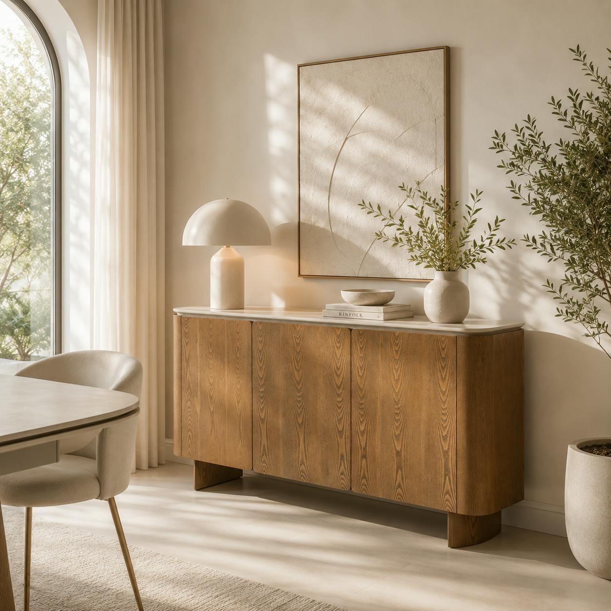 Buffet céramique et placage chêne 3 portes LARIO
