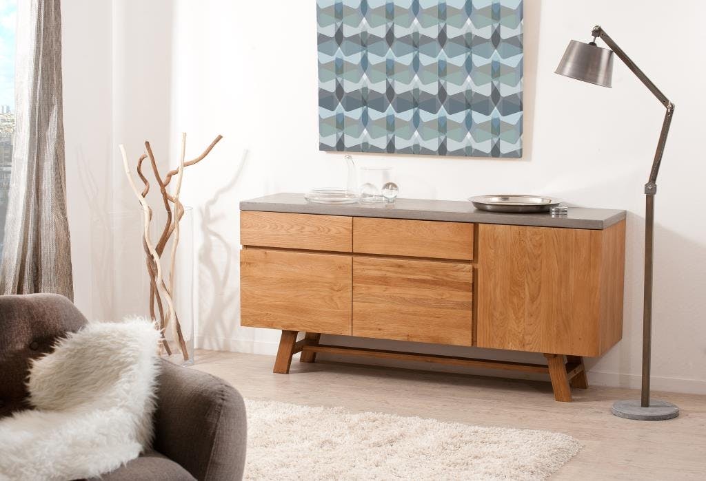 Buffet en bois et beton de style contemporain