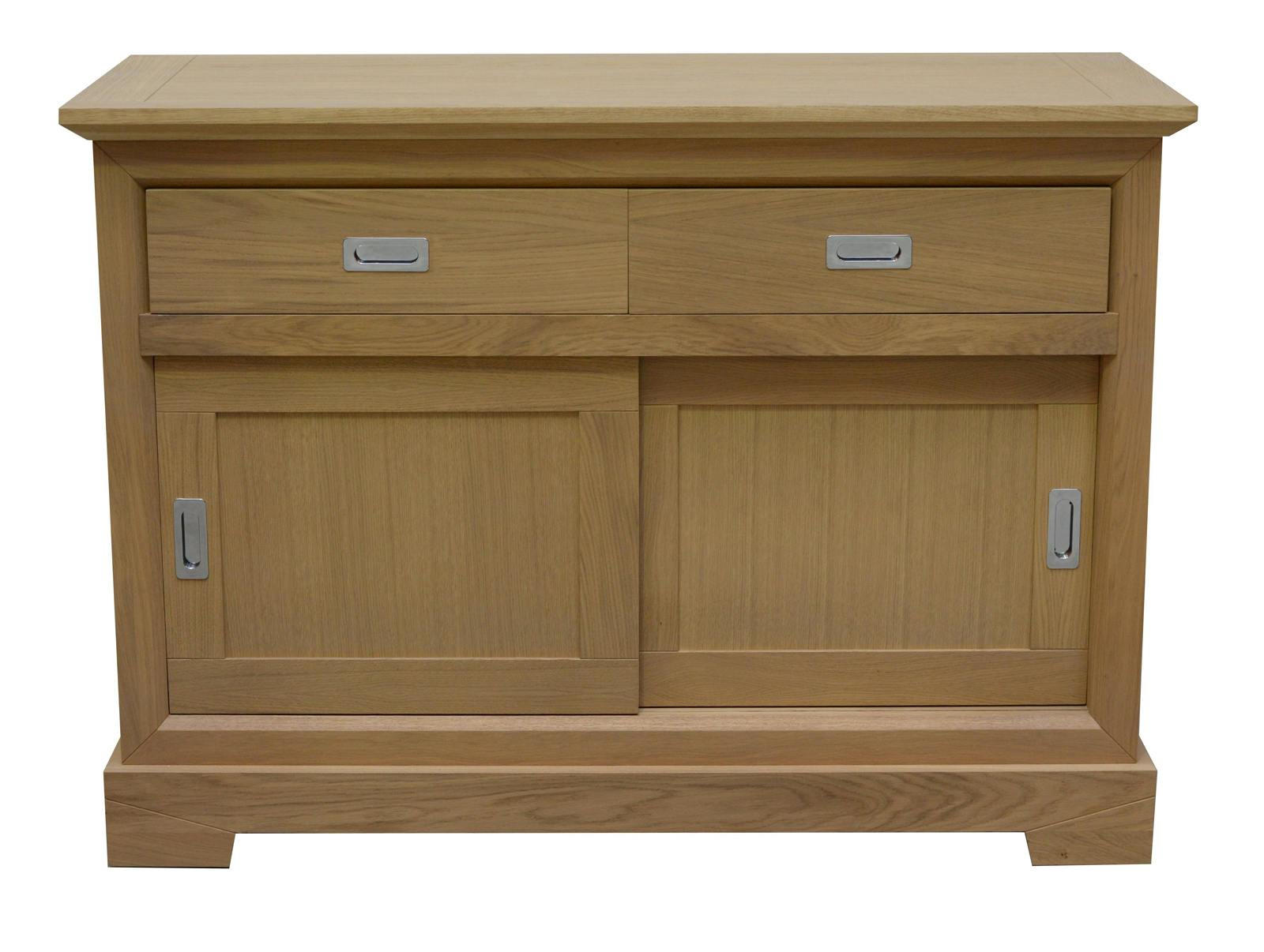Buffet chic chêne finition amande naturelle 2 portes 2 tiroirs 131x50x94cm MANOIR