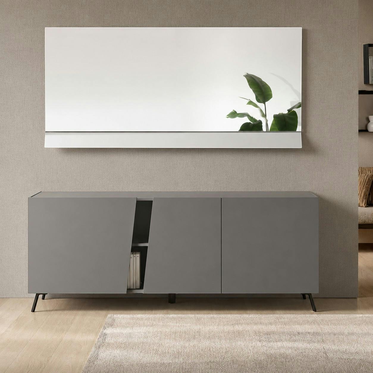 Buffet contemporain gris à découpe diagonale 180 cm LORA