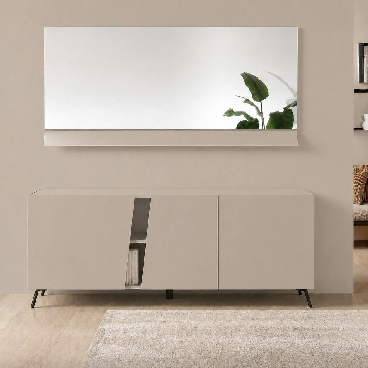 Buffet contemporain taupe à découpe diagonale 180 cm LORA