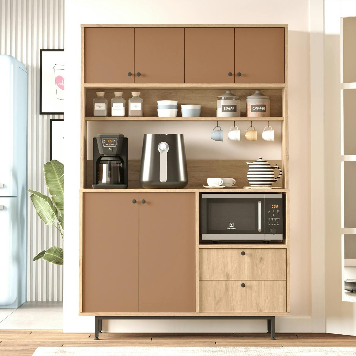 Buffet cuisine niche micro-ondes 6 portes L 120 cm JENA