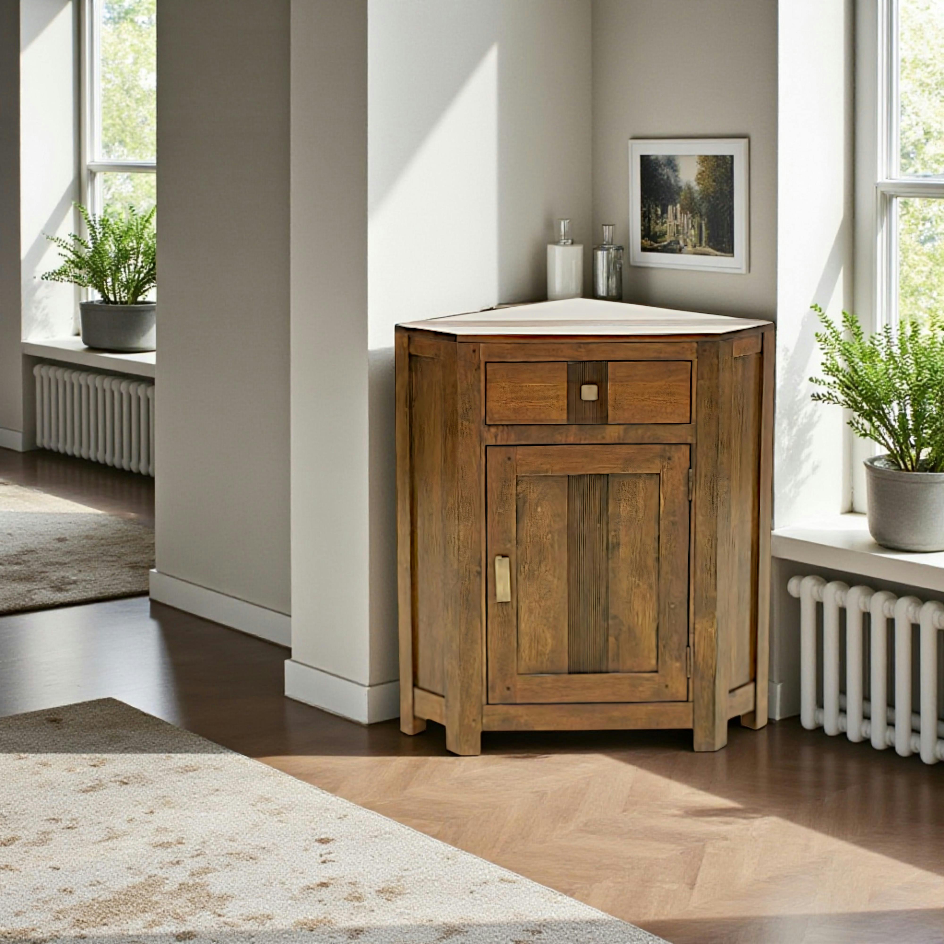 Buffet d'angle Hévéa 1 porte, 1 tiroir 79x53x88cm GALA