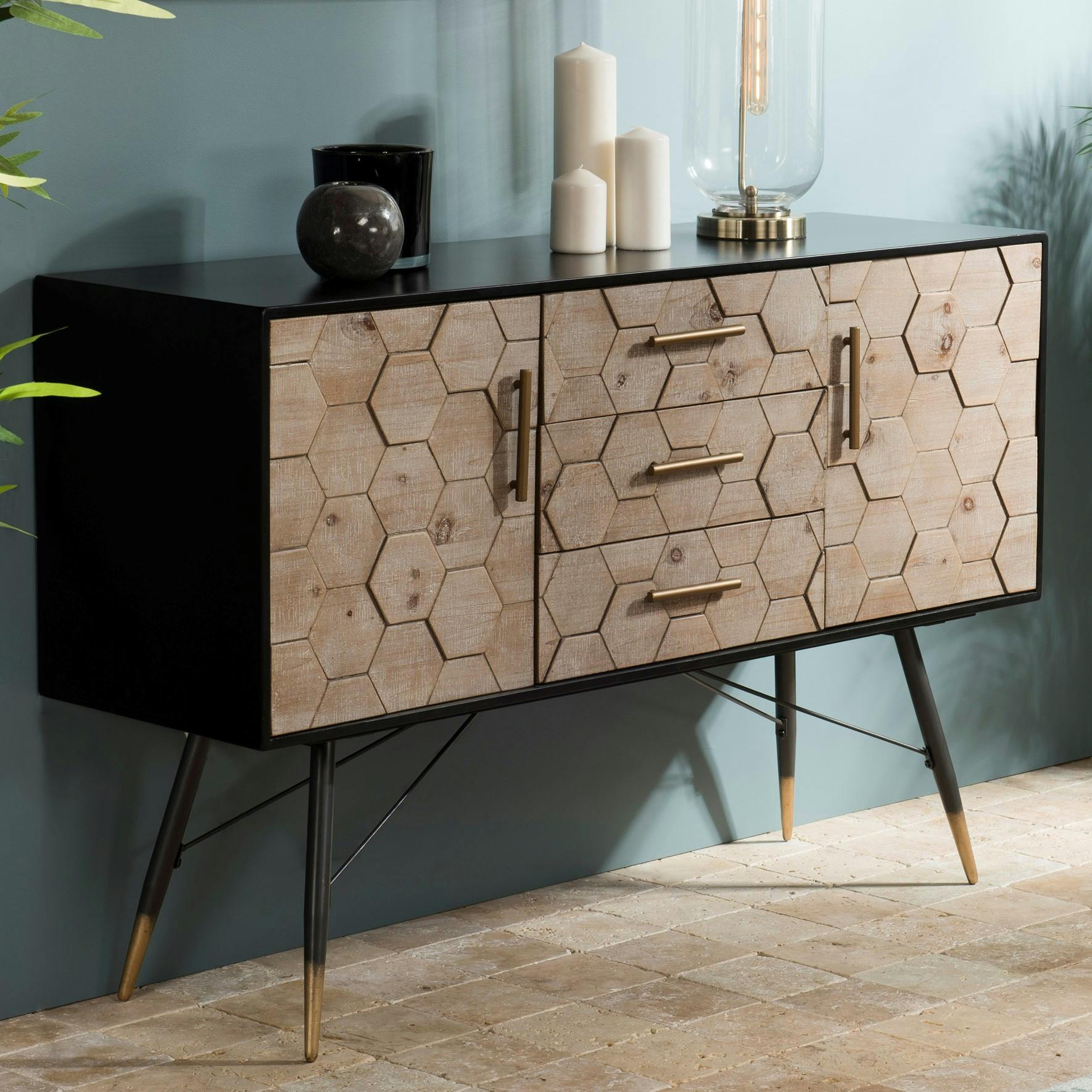 Buffet en bois et metal deux portes de stule contemporain