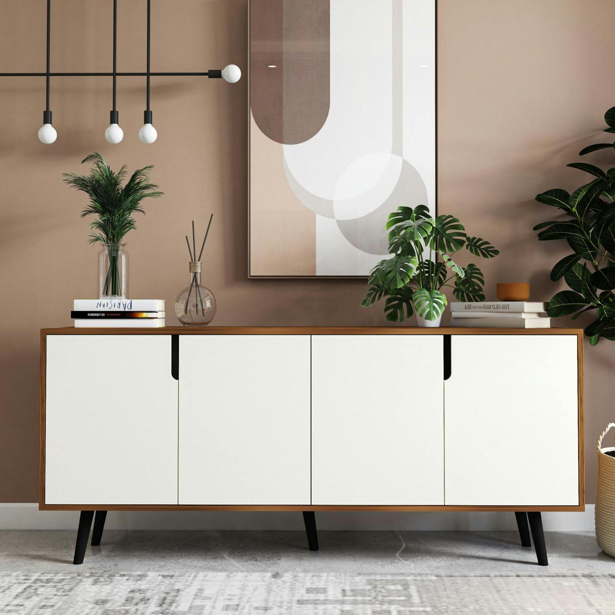 Buffet de salle à manger vintage 4 portes blanches MARFA