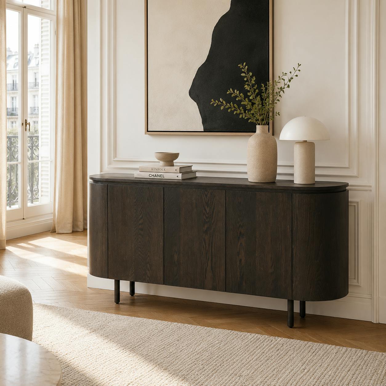 Buffet design en chêne brun 3 portes LOREN