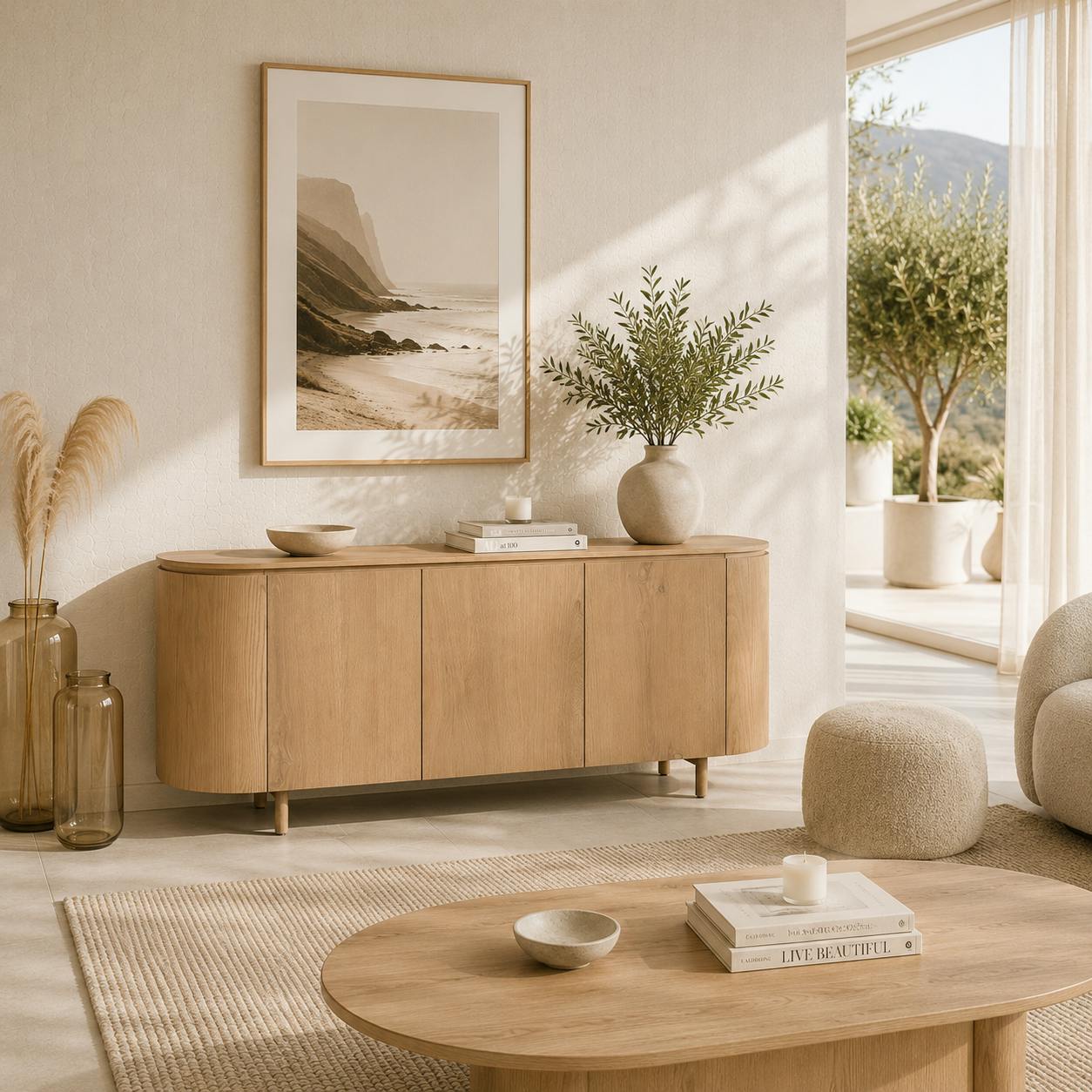Buffet design en chêne clair 3 portes LOREN