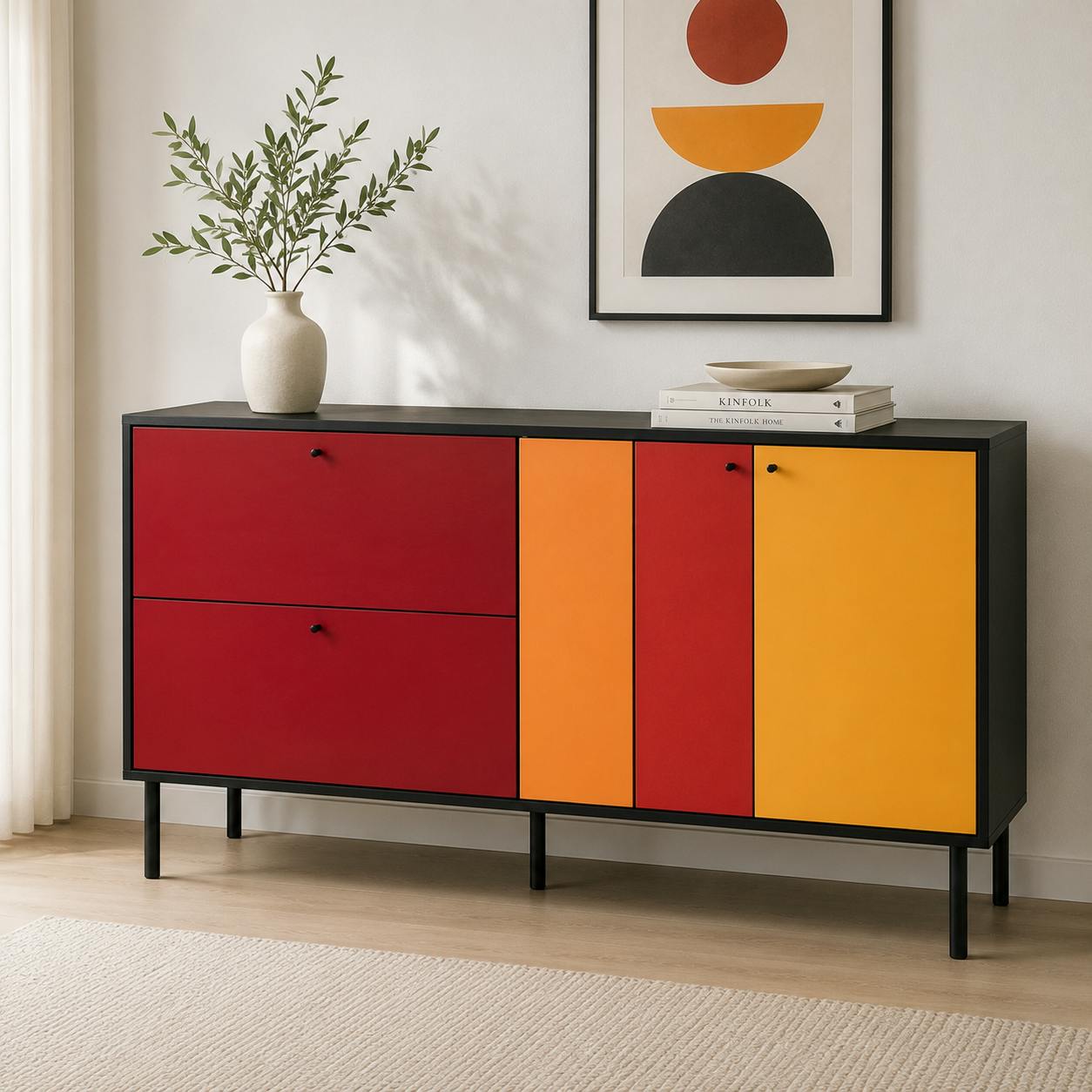 Buffet design multicolore 2 portes 2 tiroirs ALVA