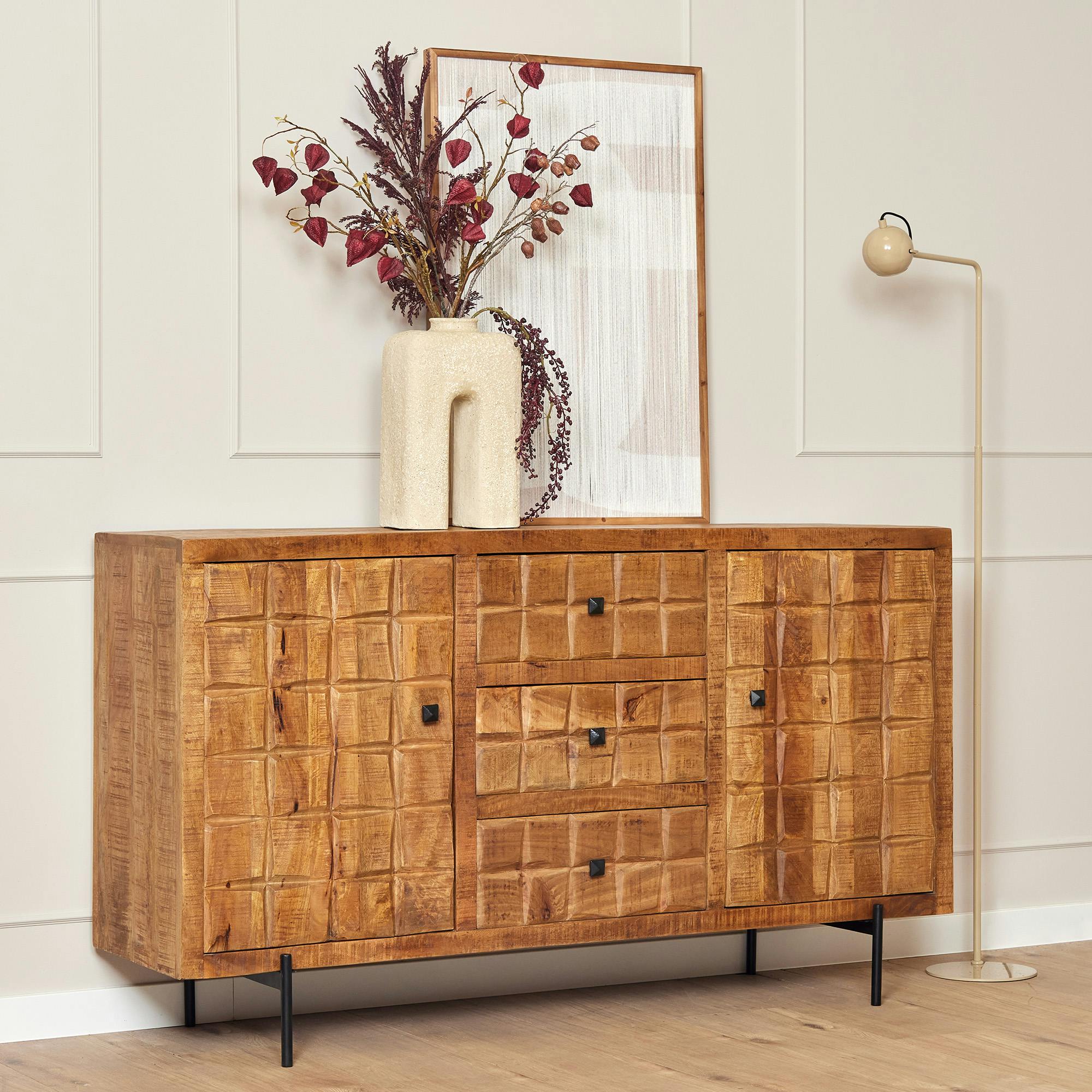 Buffet en bois 2 portes décor damier UDA