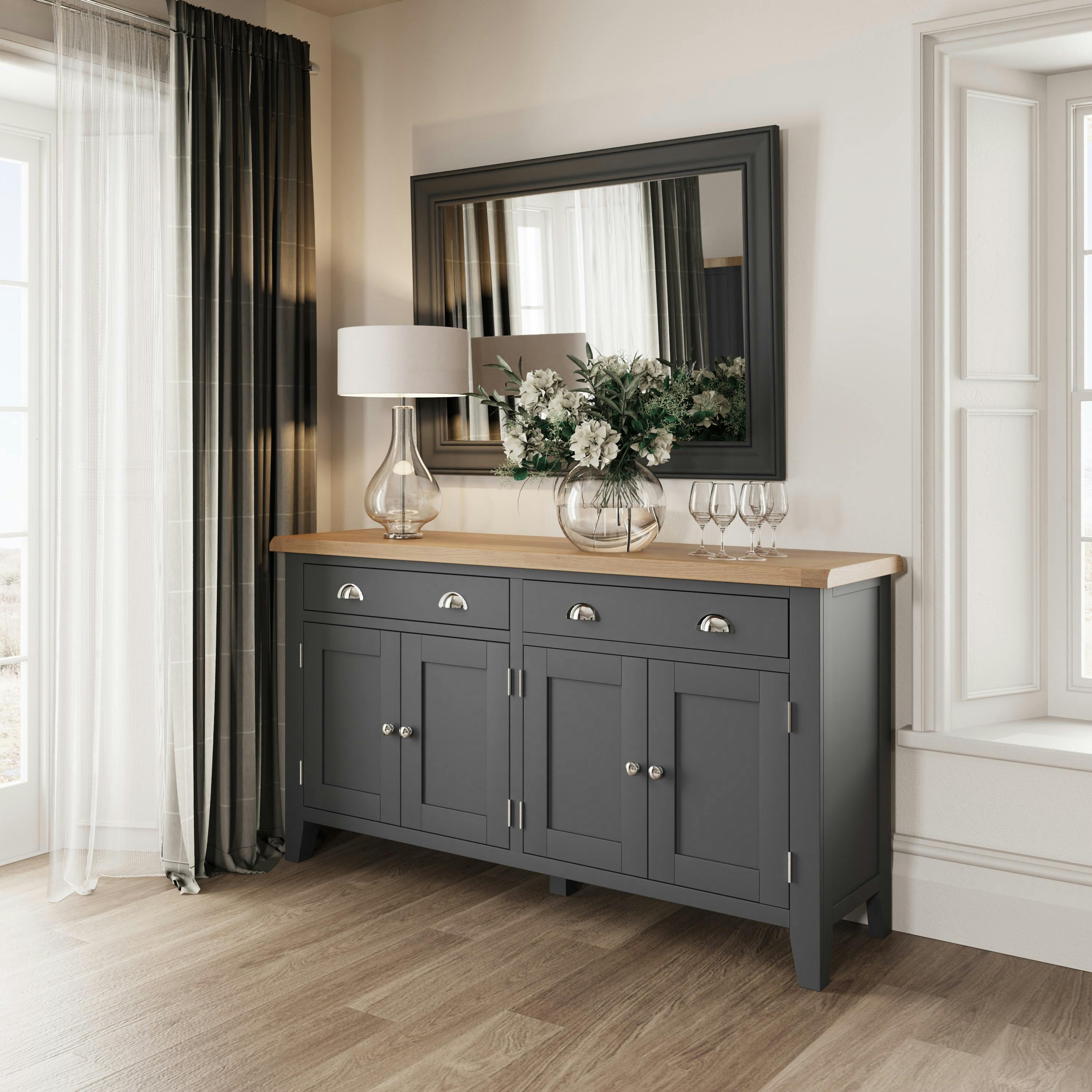 Buffet en bois 4 portes finition charbon COVENTRY