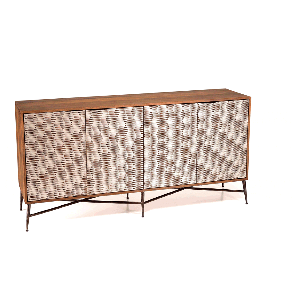 Buffet en bois 4 portes motifs graphiques KANHA | Buffets / Bahuts ...