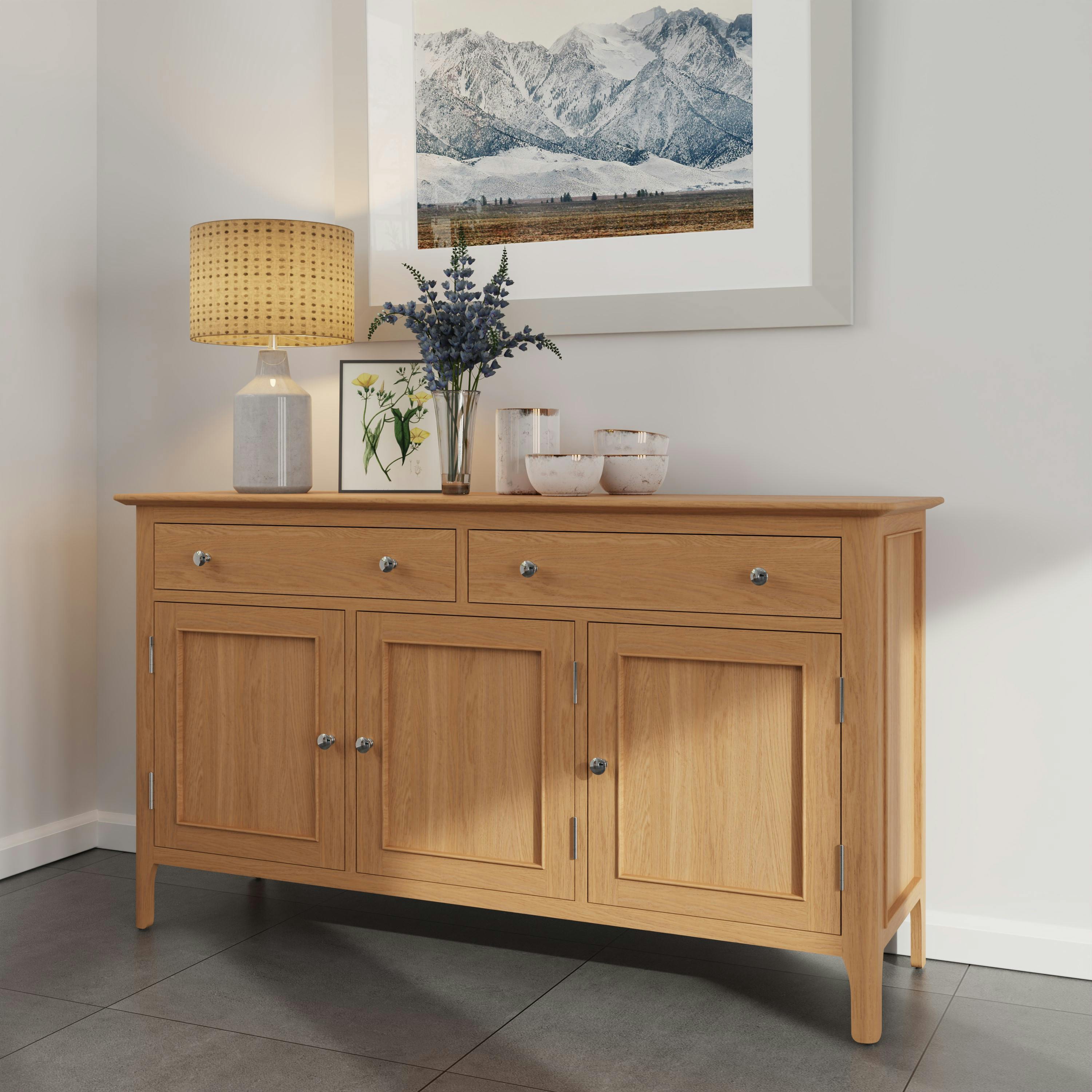 Buffet en bois de chêne blond 3 portes CRUZ