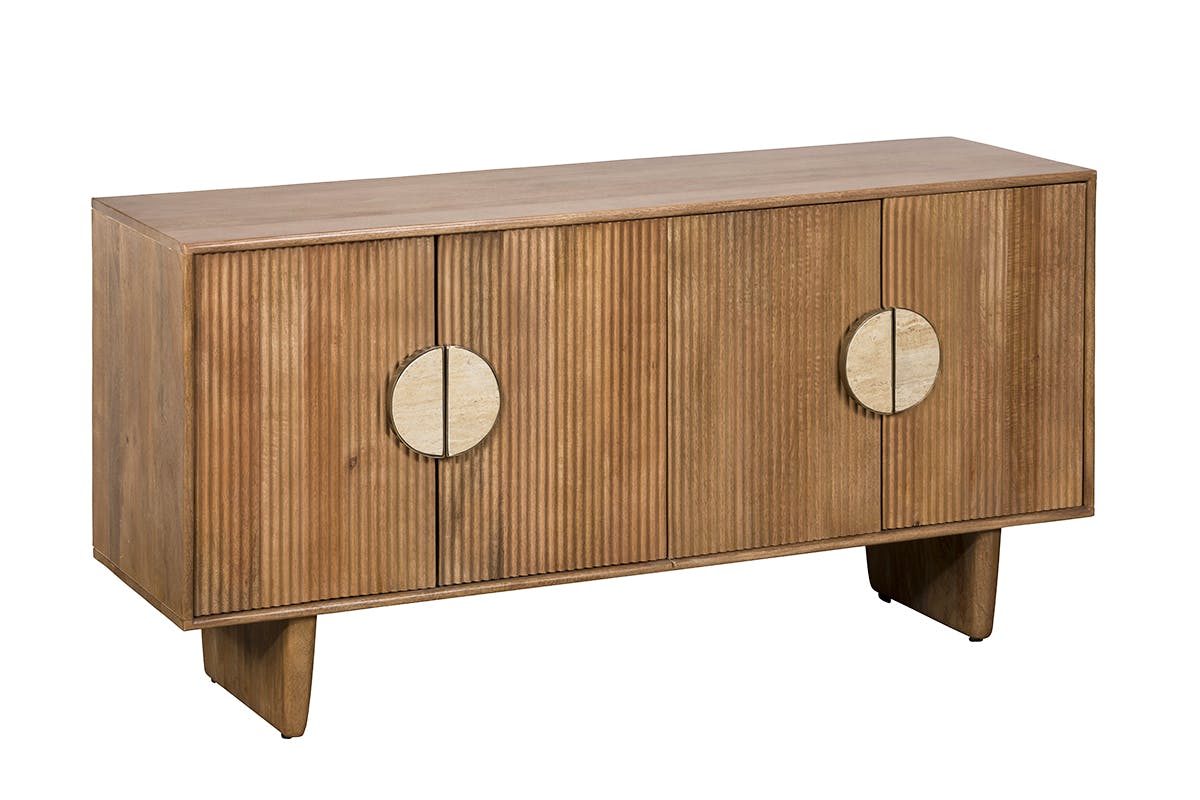 Buffet en bois de manguier et travertin MOON