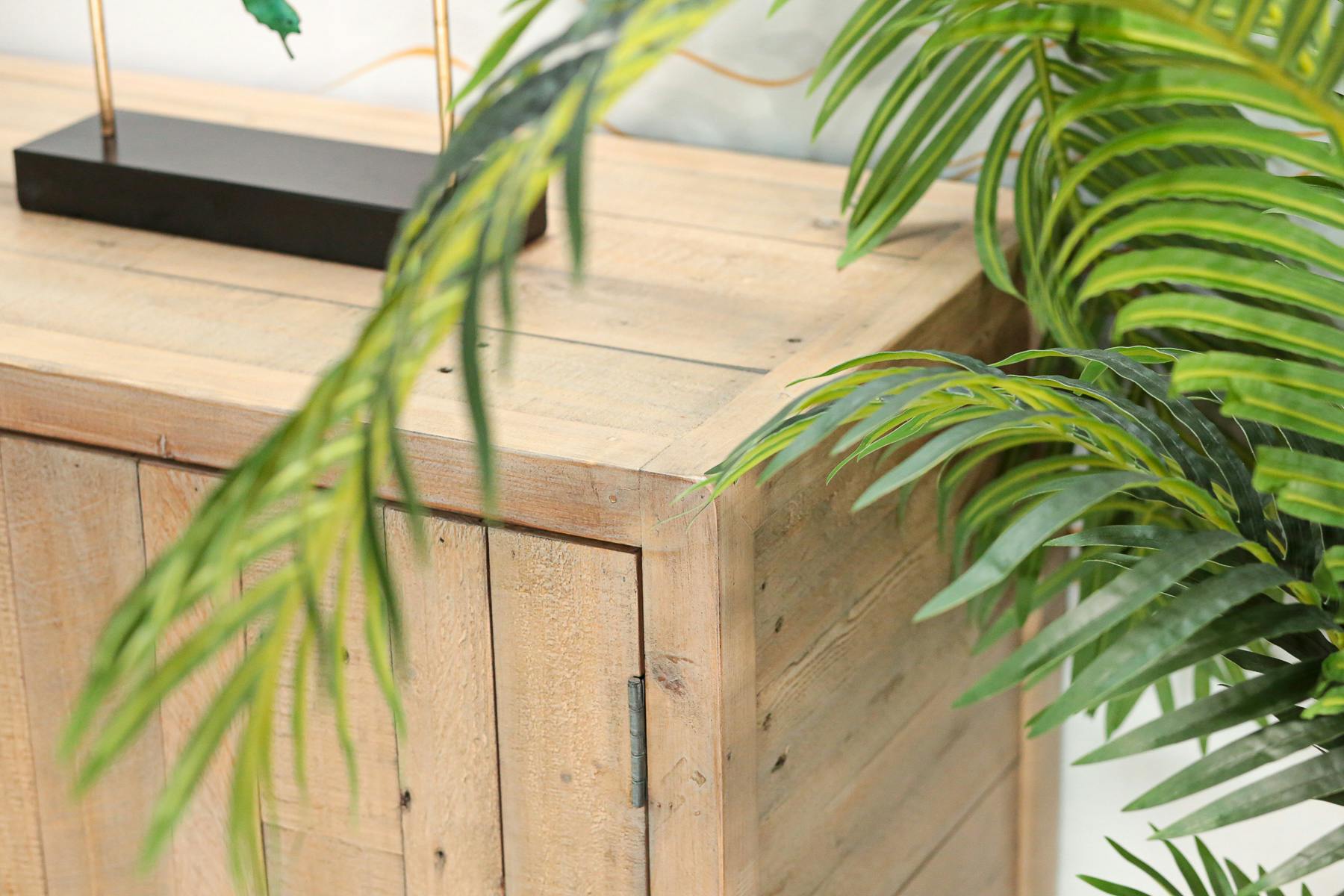 Buffet en bois recyclé avec porte en acier et 3 tiroirs main image 1