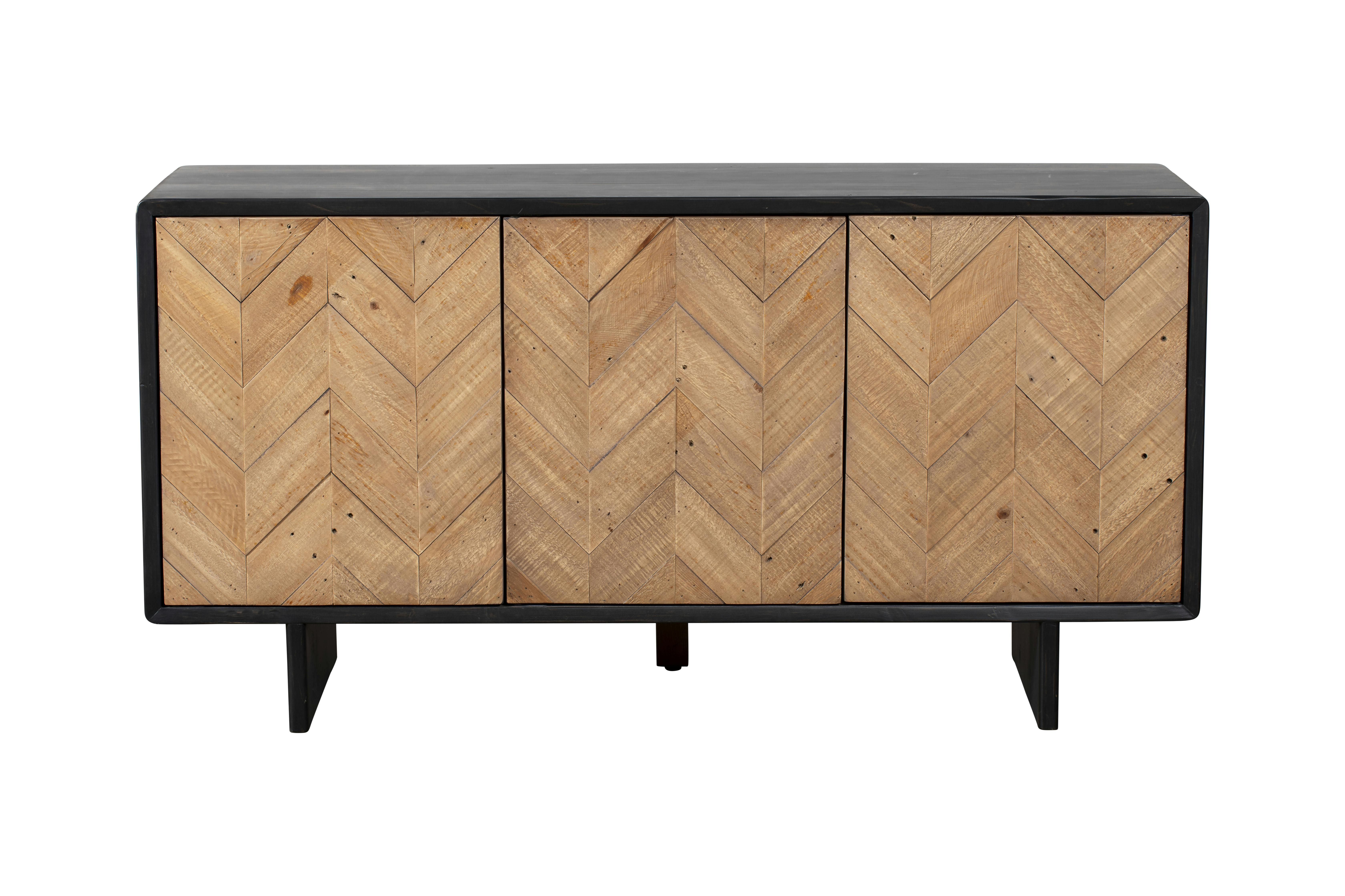 Buffet en bois recyclé FSC 3 portes motif chevron FAGA