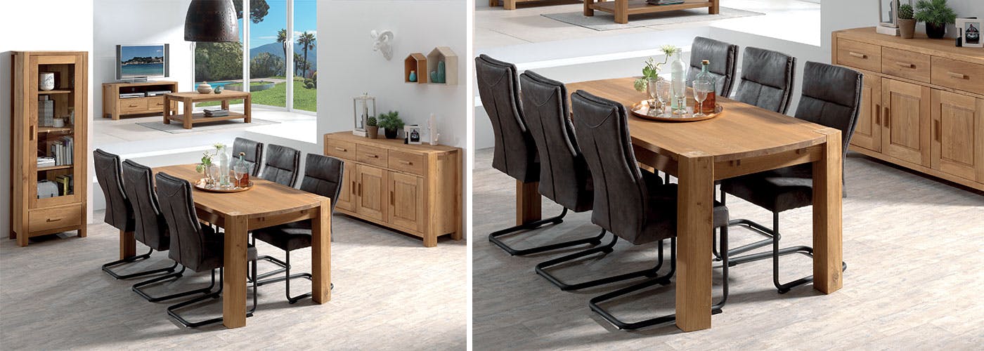 Buffet en Chêne Huilé 3 portes, 3 tiroirs 150x50x88cm NARVIK