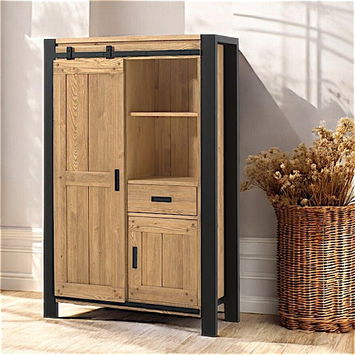 Buffet en pin brossé lasuré 2 portes LOUNDGE