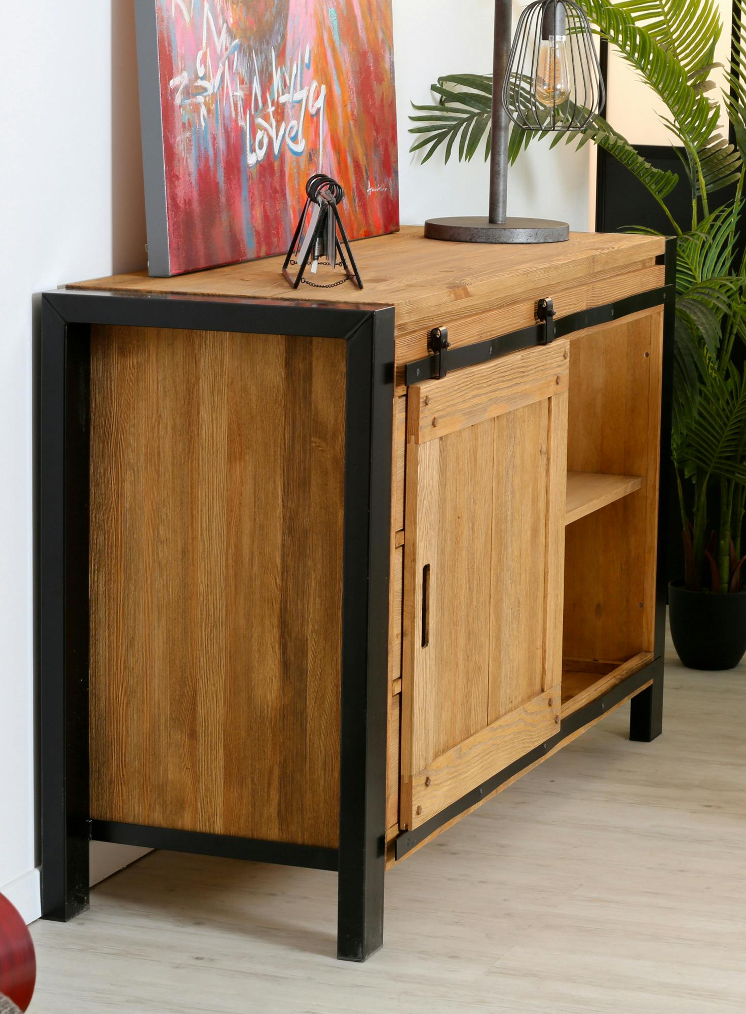 Buffet en pin massif 1 porte LOUNDGE