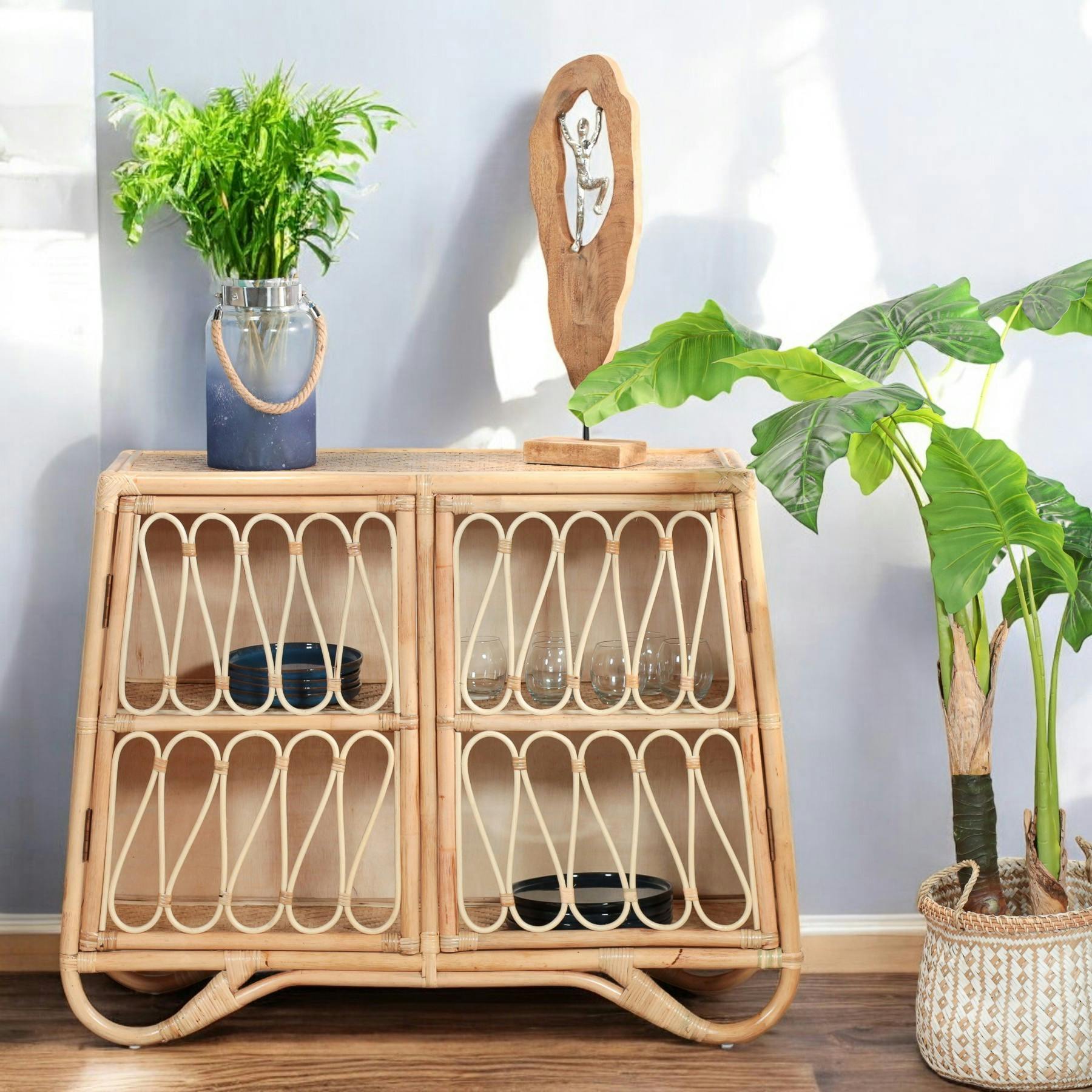 Buffet en rotin avec façade ajourée BALI