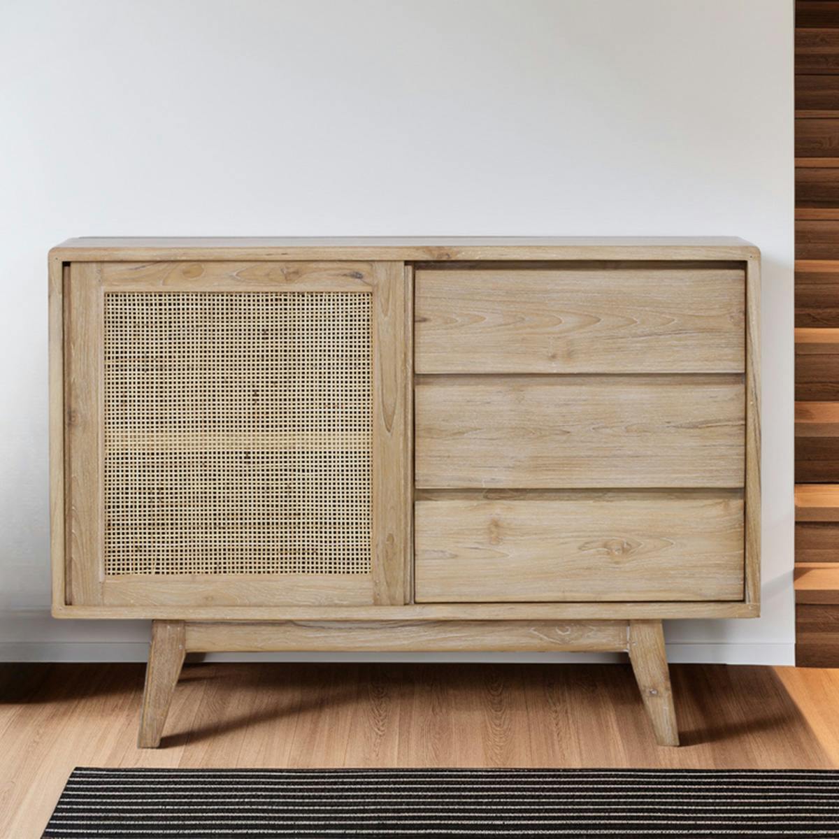 Buffet en teck 1 porte 3 tiroirs ARCHI