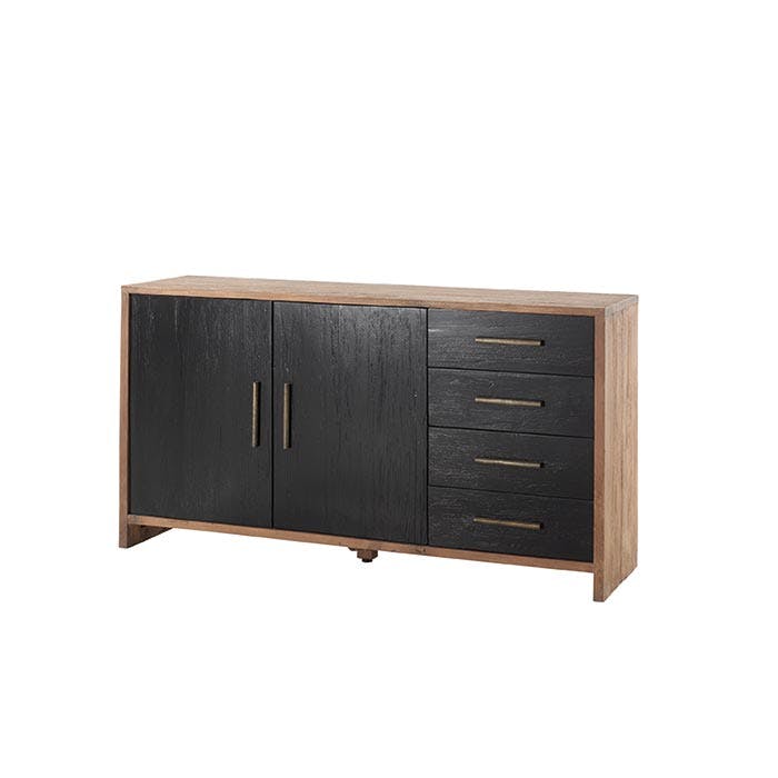 Buffet en bois deux portes noires de style exotique
