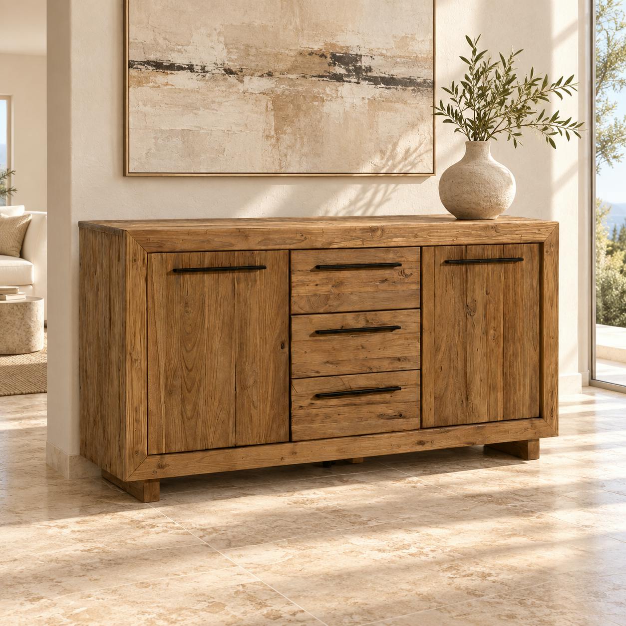 Buffet en teck recyclé naturel 160 cm KERALA